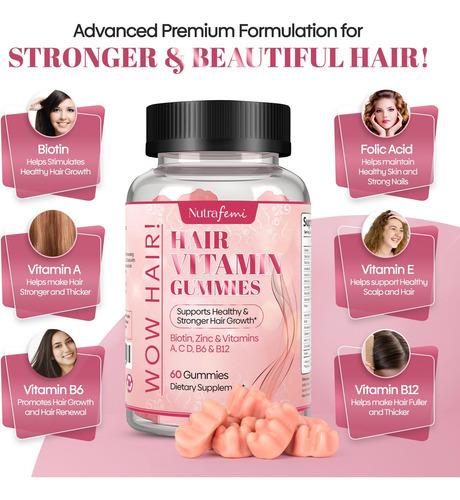 Vitaminas Capilares Nutrafemi Para Mulheres - 60 Gomas De Bi - Imagem 3