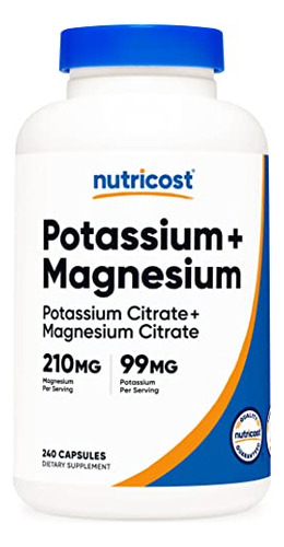 Suplemento Nutricost Potássio 99mg Magnésio 210mg Citratos