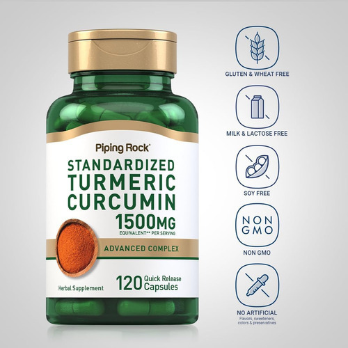 Suplemento De Curcumina E Cúrcuma Piping Rock 1500 Mg | 120 - Imagem 3