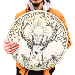 Grande Tambor Shaman Com Baqueta Feito À Mão