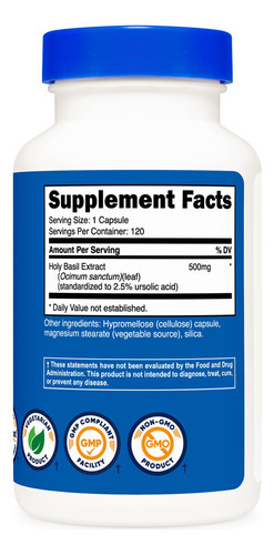 Suplemento Nutricost Holy Basil 500mg 120 Cápsulas Vegetaria - Imagem 5