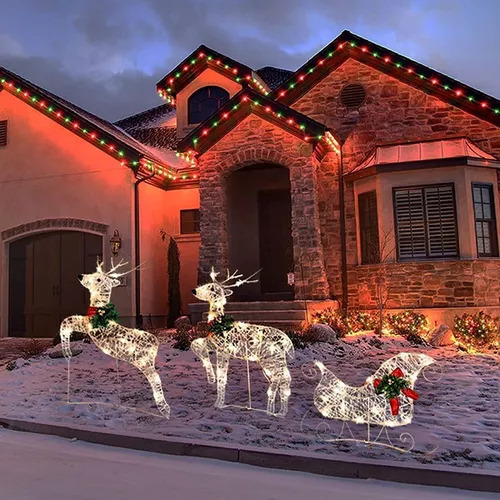 B 3 Peças De Luzes De Jardim De Boneco De Neve De Natal D