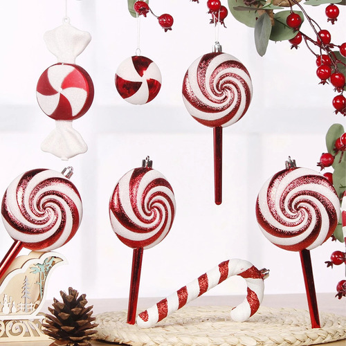 10 Pingentes De Doces Pintados, Enfeites De Natal - Imagem 7