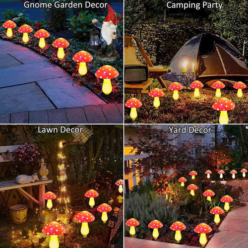 Luz Solar Jardim Cogumelo Luz Jardim À Prova D'água 8pcs - Imagem 9
