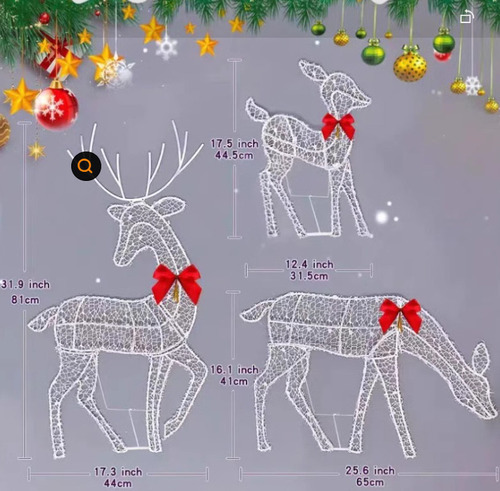 3 Unidades/kit De Enfeite De Natal De Rena, Led Iluminado Po - Imagem 5