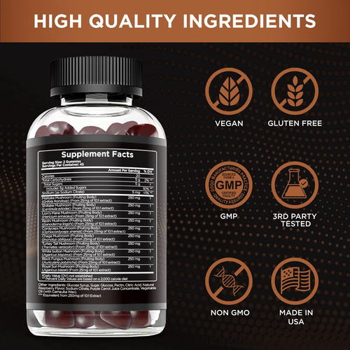 Effective Nutra Mushroom Gummies 10 Blend - Complexo De Cogu - Imagem 6