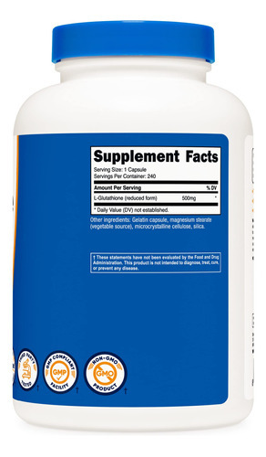 Suplemento Nutricost Glutationa Em Cápsulas 500 Mg 240 Porçõ - Imagem 6
