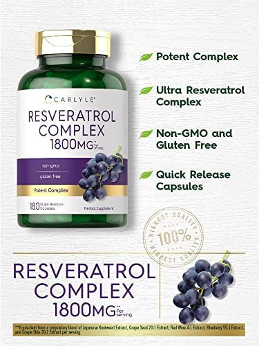 Suplemento De Resveratrol Carlyle 1800 Mg | 180 Cápsulas | - Imagem 2