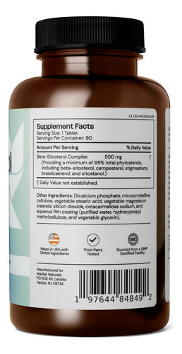 Complexo Mayfair Naturals Beta Sitosterol, 500 Mg, De Origem - Imagem 3