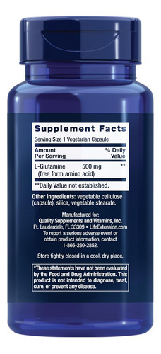 Extensão Da Vida L-glutamina, 500 Mg L-glutamina, Aminoácido - Imagem 2