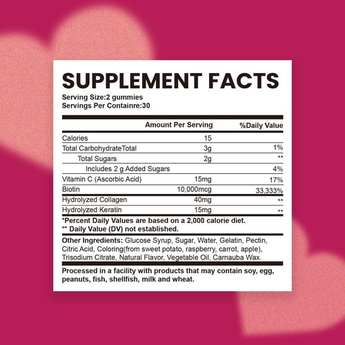 Biotina Gummiesmcg Colágeno Ceratina Gummies Suplementos De - Imagem 4