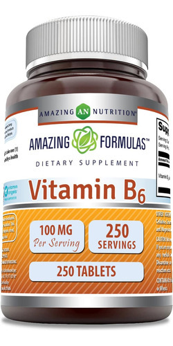 Amazing Formulas Vitamina B6 Piridoxina 100mg 250 Comprimido