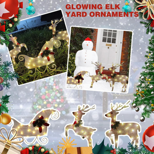 6 Peças De Luzes De Jardim De Boneco De Neve De Natal Rena - Imagem 10