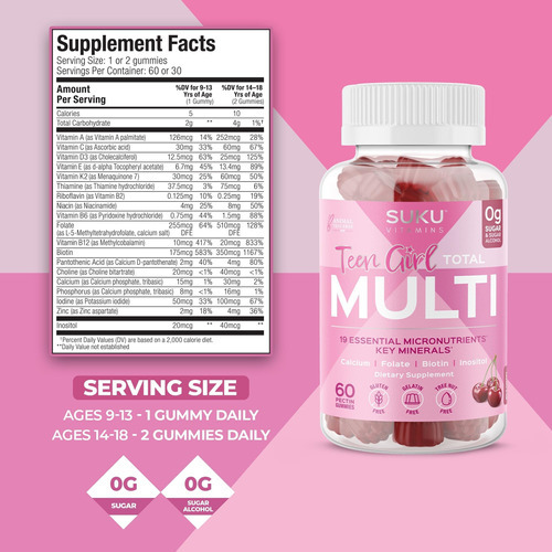 Vitaminas Suku Gomas Para Meninas Adolescentes - Suplemento - Imagem 4