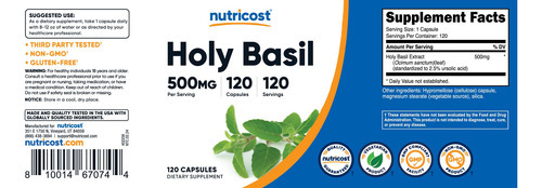 Suplemento Nutricost Holy Basil 500mg 120 Cápsulas Vegetaria - Imagem 6