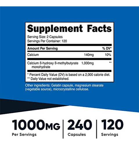 Suplemento Nutricost Hmb (beta-hidroxi Beta-metilbutirato) - Imagem 2