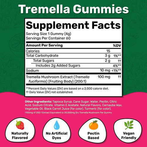 Gomas De Cogumelos Fungies Tremella, Mistura De Morango E Sa - Imagem 2