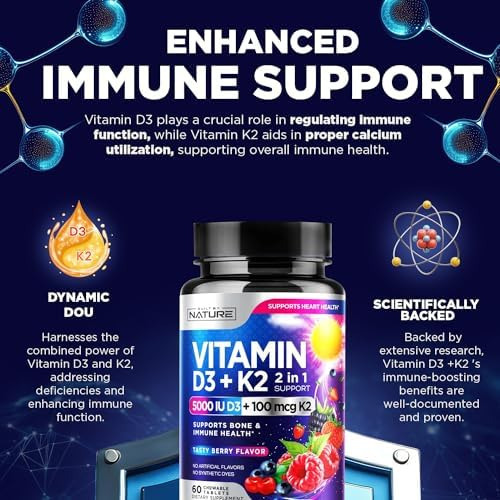 Vitamina D3 K2 - Vitamina D Mastigável 5000 Ui E K2 Mk-7 100 - Imagem 7