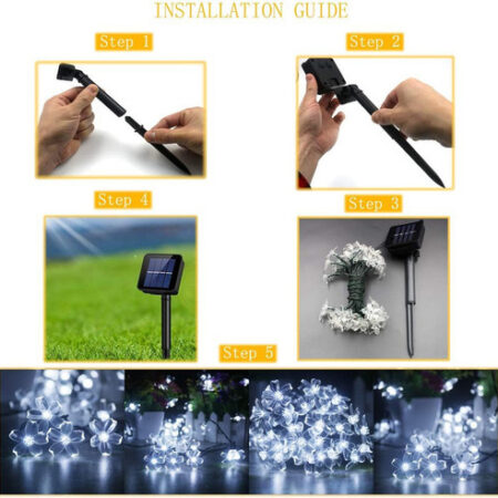 5m Luzes Natal Ao Ar Livre Luz Solar Da Corda Da Flor 20led- - Imagem 29
