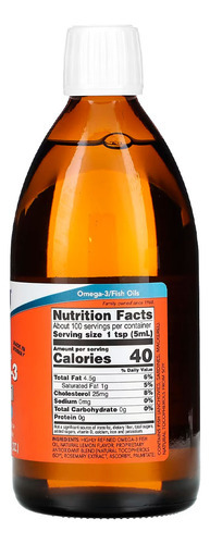 Ômega-3 Fish Oil Now Foods 500ml Sabor Limão Importado 4un - Imagem 4