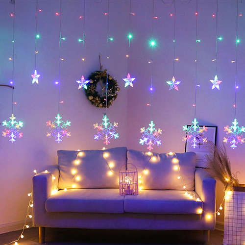 Floco De Neve Natal Garland Ano Novo Luzes De Corda Casament - Imagem 4