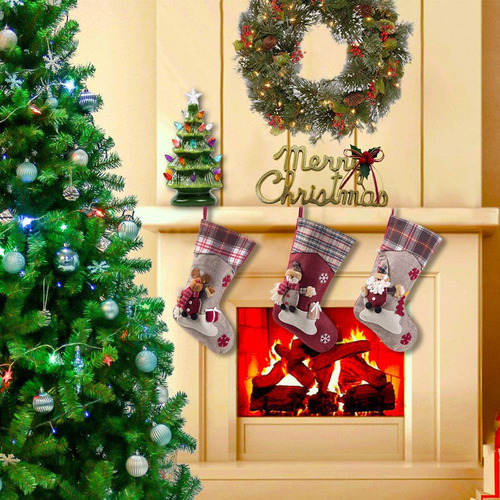 3pcs Adorável Natal Meias Lareira Árvore Decoração - Imagem 7
