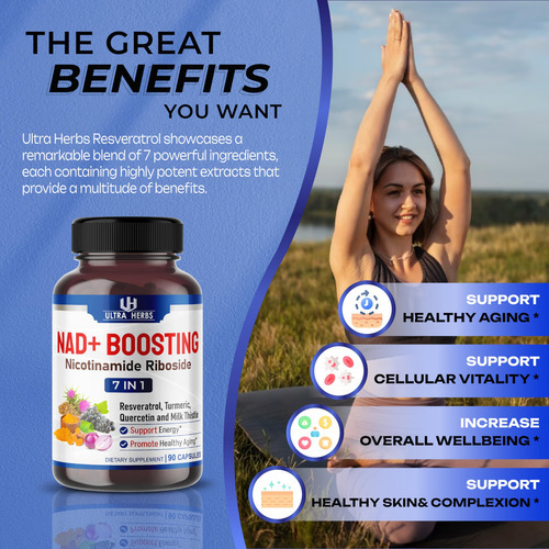 Suplemento Ultra Herbs Nad+ 14.300 Mg Com Ribosídeo De Nicot - Imagem 4