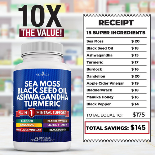 New Age Silica Sea Moss 3000mg Óleo De Semente Preta 2000mg - Imagem 6