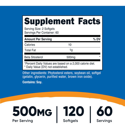 Suplemento Nutricost Beta Sitosterol 500 Mg 120 Cápsulas Gel - Imagem 3