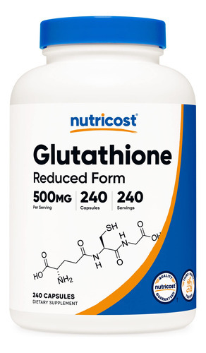 Suplemento Nutricost Glutationa Em Cápsulas 500 Mg 240 Porçõ
