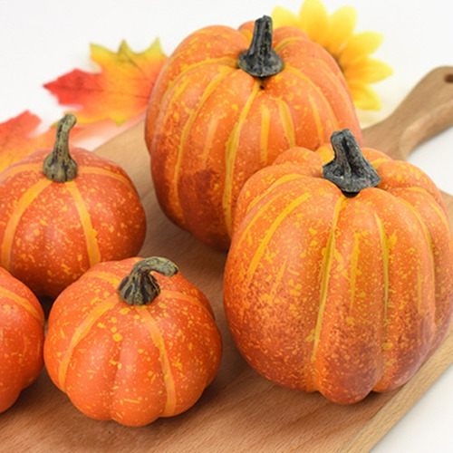 7pcs Abóboras Artificiais Simulação Falsa Abóbora Halloween - Imagem 4