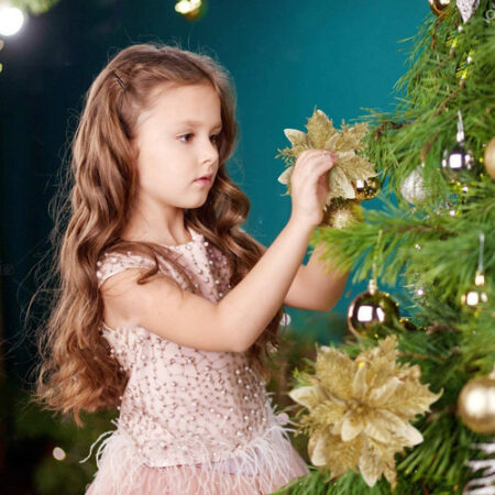 30 Peças De Flores De Natal Artificiais Douradas Brilhantes - Imagem 3