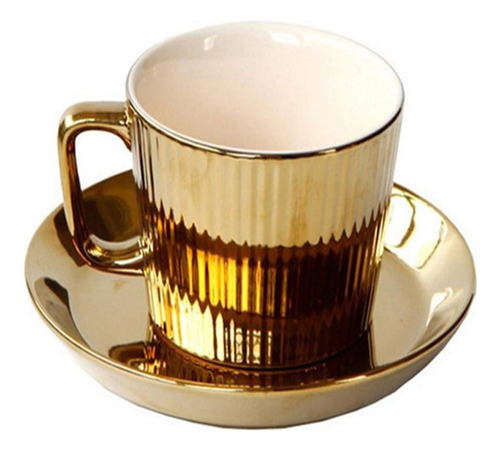 Conjunto De Xícara E Pires De Chá/café De Luxo Dourado - Imagem 4