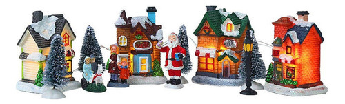 Casas De Vila De Natal, Enfeite De Natal De Resina Com Luz