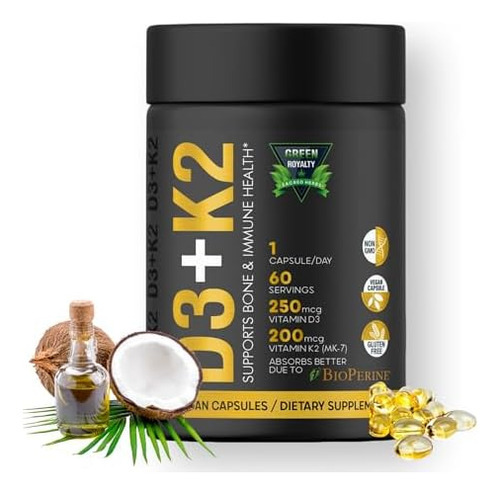 Green Royalty Vitamina Diu + K2 200mcg Soft-gels | 2 Em 1 D3 - Imagem 4