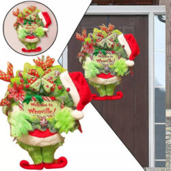 Guirlanda De Natal Grinch, Decoração De Grinalda De Porta De