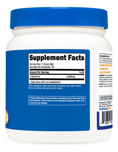 Suplemento Nutricost L-glutamina Em Pó 500g De Framboesa Azu - Imagem 6
