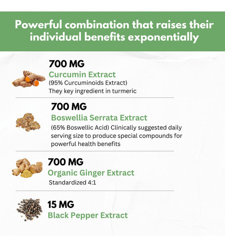 Extratos De Gengibre De Curcumina De Boswellia - Suplemento - Imagem 3
