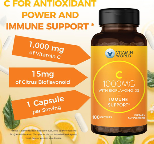 Vitamin World Vitamina C 1000 Mg Com Bioflavonóides, Suporte - Imagem 5