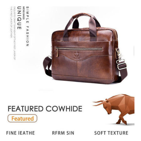 Bolsa Tiracolo Masculina De Couro Para Laptop Bullcaptain - Imagem 12