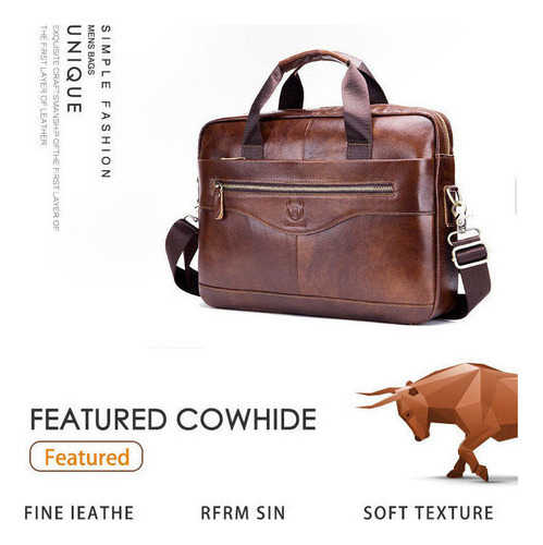 Bolsa Tiracolo Masculina De Couro Para Laptop Bullcaptain - Imagem 12