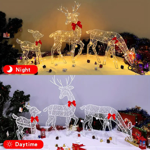 3pcs Flashes De Enfeite De Natal De Jardim Led De Renas - Imagem 4