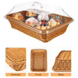 Novo Cesta De Pão De Frutas De Vime Com Tampa
