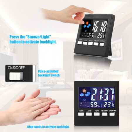 Termômetro Digital Com Relógio, Alarme, Monitor De Temperatu - Imagem 3