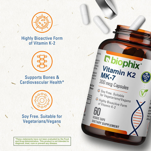 Biophix Vitamina K2 Mk-7-300 Mcg 60 Vcaps - Alta Potência Ap - Imagem 6