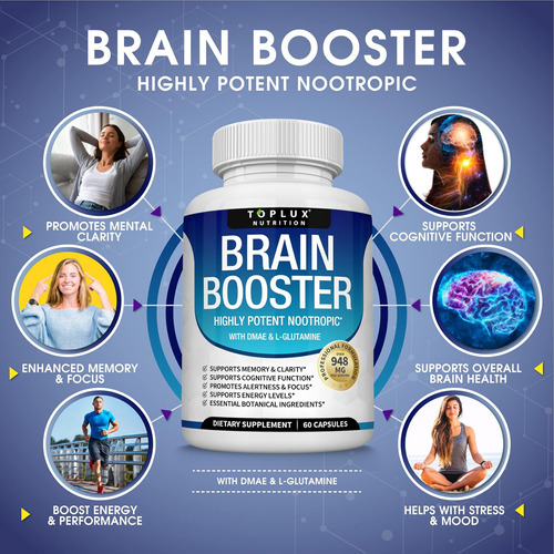 Toplux Brain Supplement Nootropic ' Brain Pills Vitamina Com - Imagem 2