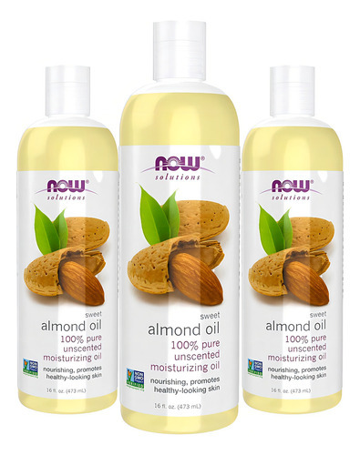 Óleo De Amendoa 473ml Now Foods Almond Oil Puro 3un
