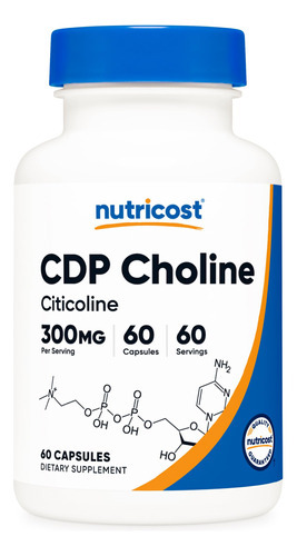 Suplemento Nutricost Cdp Colina (citicolina) 300 Mg 60 Cápsu