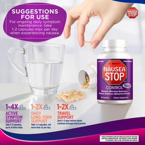 Nausea Stop Suplemento De Alívio De Náusea Do Dr. Barton - C - Imagem 6