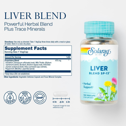 Solaray Liver Blend Sp-13, Suporte Tradicional De Desintoxic - Imagem 2